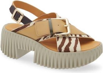 4CCCCees Plia Juno Platform Slingback Sandal in Zebra Mix at Nordstrom, Size 6.5Us