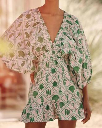 Show me your Mumu Hadley Mini Dress In Pink And Green