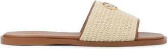 Kazar Platte raffia slippers DIA - Dames - Sandalen - Beige - 35 EU - Leer - Schoenen