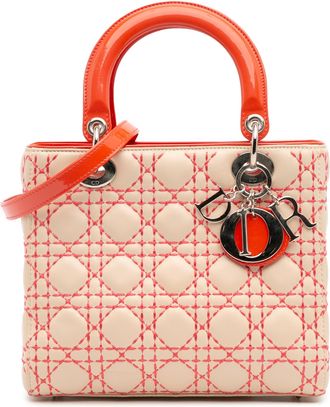 Dior Pre-owned Womens Lady Top Handle Quilted Bag - Nude Leather - One Size