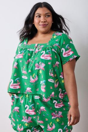 Printfresh Pintuck Short Set in Palm Frond at Nordstrom, Size Xx-Large