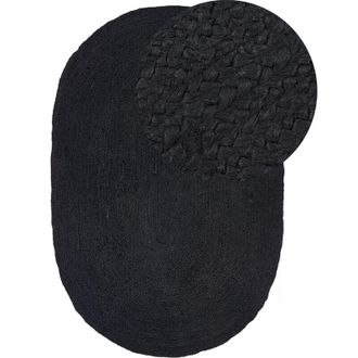 Beliani Beliani - Alfombra De Yute Negra 160 X 230 Cm Trenzada Suelo Radiante Sala De Estar Dormitorio Demirci