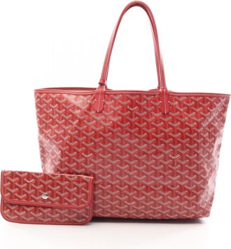 Goyard Red Color Coated Canvas Leather Handbag Tote Bag (Pre-Owned)