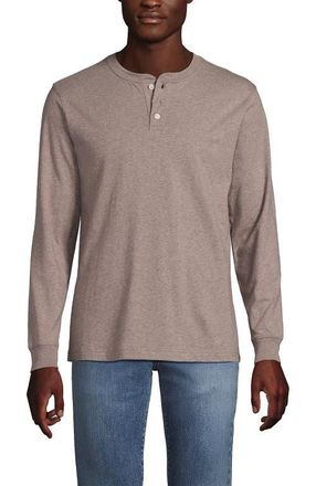 Lands End Super-T Long Sleeve Henley Shirt in Light Bark Heather at Nordstrom, Size Xx-Large