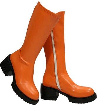 Generic Women Knee High Boots Thick Heel Side Zipper Pu Leather Winter Motorcycle Style Casual Boot