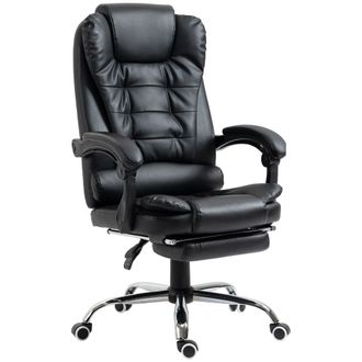 HOMCOM Executive Office Chair PU Leather Swivel Chair with Footrest Black | TJ Hughes