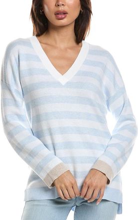 Fort&eacute; Cashmere High-Low Stripe Cashmere-Blend Sweater