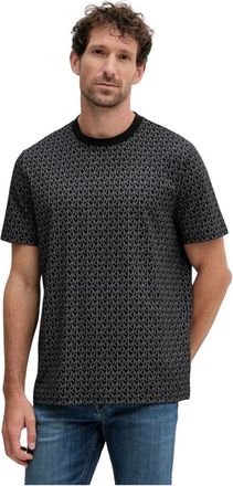 Michael Kors Signature Logo Print Katoenen Jersey T-shirt - Heren - T-shirts - Zwart - L - Katoen - Tops