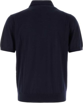 Prada Mens Navy Blue Wool Polo Shirt Bleu Wv-Trochusniloticus
