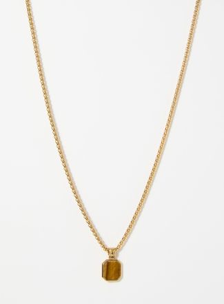 Nialaya Mens Tigers-eye gold pendant necklace
