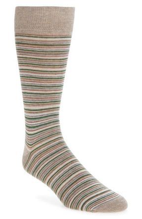 Nordstrom Stripe Cotton Blend Dress Socks in Brown Multi at Nordstrom