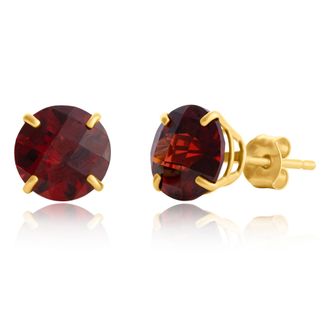 MAX + STONE 10k Yellow or White Gold 8mm Round Cut Gemstone Birthstone Stud Earrings