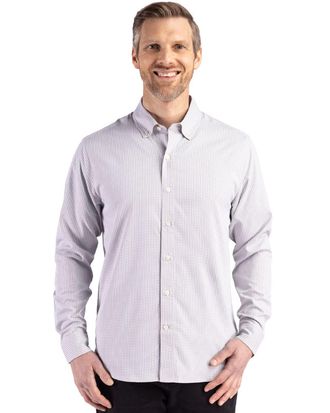 Cutter & Buck Skyline Epic Confidence Gingham Mens Big & Tall Long Sleeve Dress Shirt