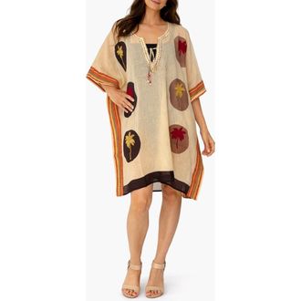 Ranee&rsquo;s Palm Tree Embroidered Cotton Cover-Up in Natural at Nordstrom Rack