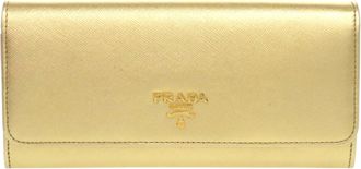 Prada Gold Pink Saffiano Long Wallet (Bi-Fold) (Pre-Owned)
