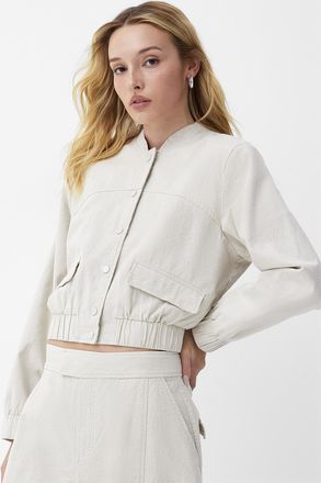 Icone Womens Flap pockets cropped linen-blend jacket