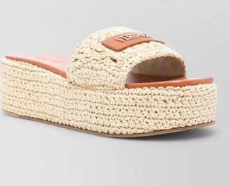 Versace platform fabric mules open toe braid