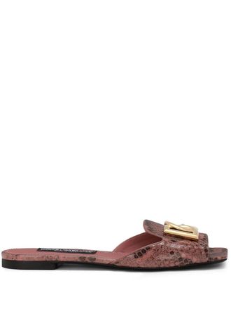 Dolce & Gabbana Sandali slides con placca DG - Rosa