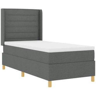 vidaXL Box Spring Bed with Mattress Dark Grey 90 x 190 cm Fabric vidaXL