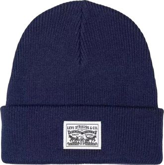 Levi's Backpatch Beanie - unisex - Hoeden - Blauw - ONE Size - Katoen - Accessoires