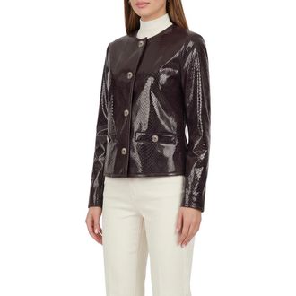 Gorski Genuine Metis Suede Pythn Printed Jacket in Burgundy at Nordstrom, Size X-Small