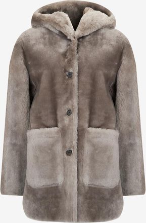 Arma Mittelanger Shearling-Wendemantel Ambra