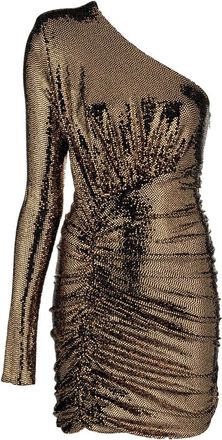 Alexandre Vauthier sequin-embellished ruched dress - women - Polyester/Polyamide/Spandex/Elastane/Polyester/Spandex/Elastane - 42 - Gold