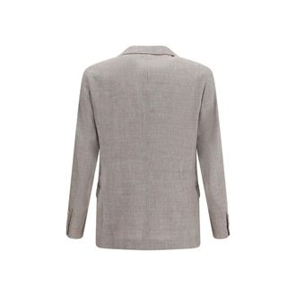 Brunello Cucinelli Mens Beige Linen Full-Length Jacket Clothing