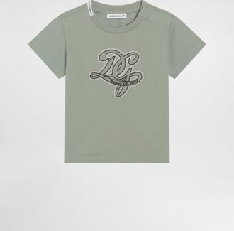 Dolce & Gabbana Jersey T-shirt With Dg Embroidery - Man Green 12/18 Months
