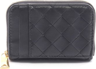 Bottega Veneta Black Leather Coin Purse/Coin Case (Pre-Owned)