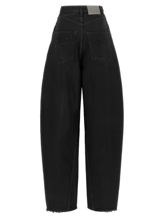 Balenciaga Barrel-Leg High-Waisted Denim Jeans - Black
