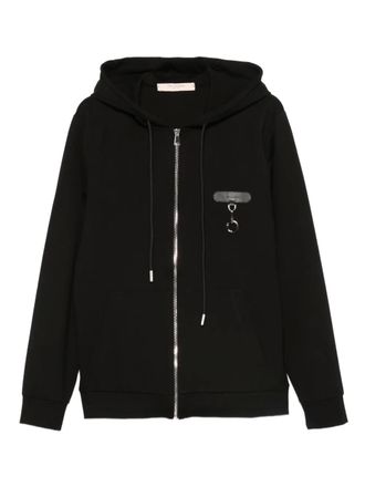Yes London logo-patch zip-up hoodie - men - Fabric - XXXL - Black
