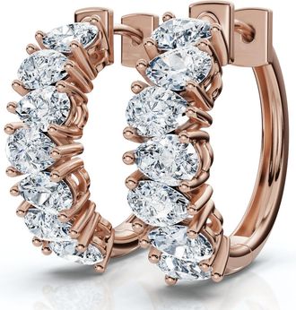 Pompeii3 2 - 6 Ct Pear Shape Diamond Hoops 14k Gold Lab Grown Womens Earrings