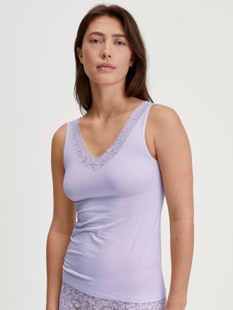 CALIDA Tanktop CALIDA Natural Comfort Lace, Damen, Gr. XS (36/38), lila (orchid petal), Single Jersey, Obermaterial: 92% Baumwolle, 8% Elasthan, normal h&uuml;ftb