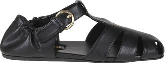 Miu Miu Platte Sandalen - Dames - Sandalen - Zwart - 36 EU - Schoenen