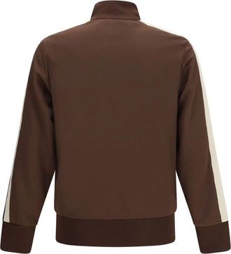 Palm Angels Mens Sweatshirt Classic Logo Brown-Off White Polyester Sweatshirts Brown/off Sweater