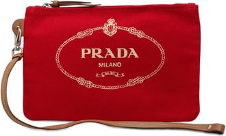 Prada Pre-owned Prada Canvas Canapa Logo Wristlet Pouch Ladies AATL0OUFRN893EZR