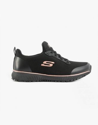 Skechers Womens Skechers Work 77222EC SQUAD SR Womens Occupational Trainers Black/Rose Gold - Size: 4.5