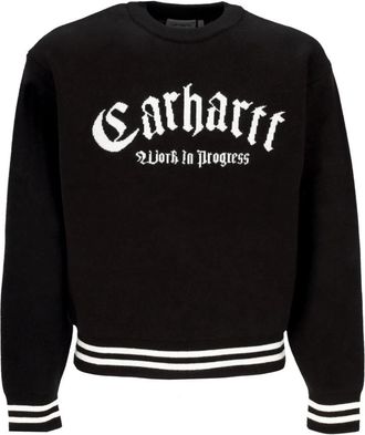 Carhartt Work in Progress Zwarte Onyx Crew-neck Sweater - Heren - Ronde hals truien - Zwart - XL - Wol - Truien & Vesten