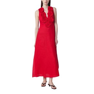 Farm Rio FARM Rio, Party Dresses, female, Red, Size: XS Sleeveless Midi Dress