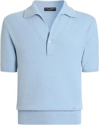 Dolce & Gabbana Smooth Knit Polo - Heren - Polos - Blauw - L - Katoen - Tops