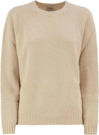 Max Mara Trui met ronde hals en raglanmouwen - Dames - Truien - Beige - Maat: L Katoen