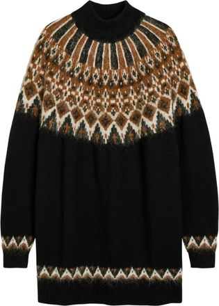 Staud LIZA mini-jurk met col en patroon - Zwart