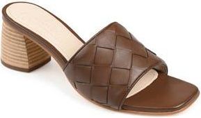 Journee Collection Kellee Woven Leather Sandal in Brown at Nordstrom Rack, Size 7.5
