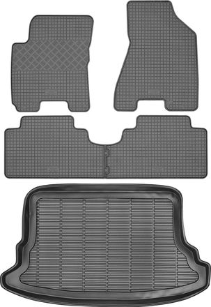 OEM Hyundai Tucson I Suv De 2004-2010 Set - Alfombrillas De Goma Para Coche + Alfombrilla Para Maletero