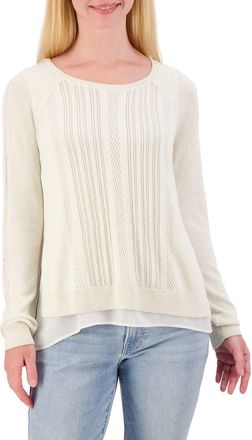 Lucky Brand Mixed Media Lurex Crew Sweater in Birch at Nordstrom Rack, Size X-Small