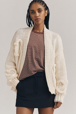Maeve Heart Icon Open-Front Cardigan Sweater
