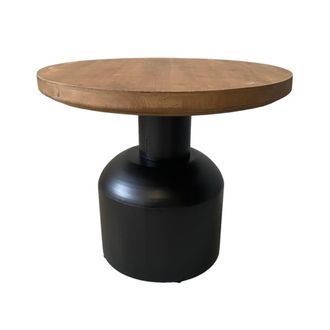 Mathi Design Mesa de centro de madera y acero negro D60