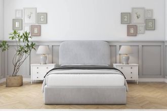 Sloomy Belvoir Naples Bed Frame With 45 Upholstered Headboard in Silver | Size: Super King