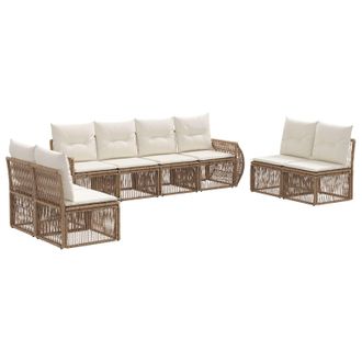 vidaXL Conjunto De Sof&aacute;s De Jard&iacute;n 8 Pcs Beige Y Blanco Crema Vidaxl